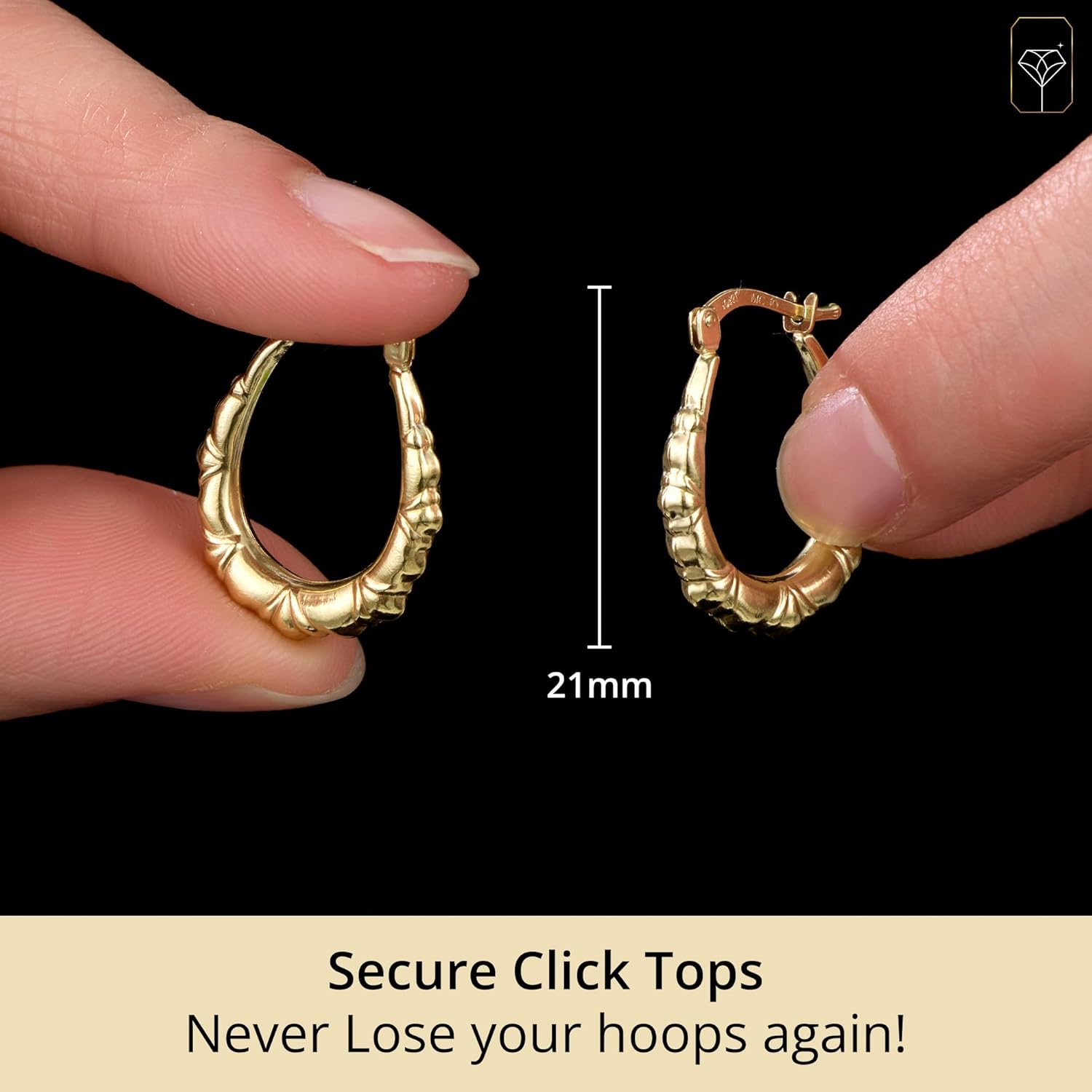 10K Solid Yellow Gold Hoop Earrings for Women Hypoallergenic Real Gold Hoops with Secure Click Closure Tarnish Resistant Luxury Hoops by MAX STONE