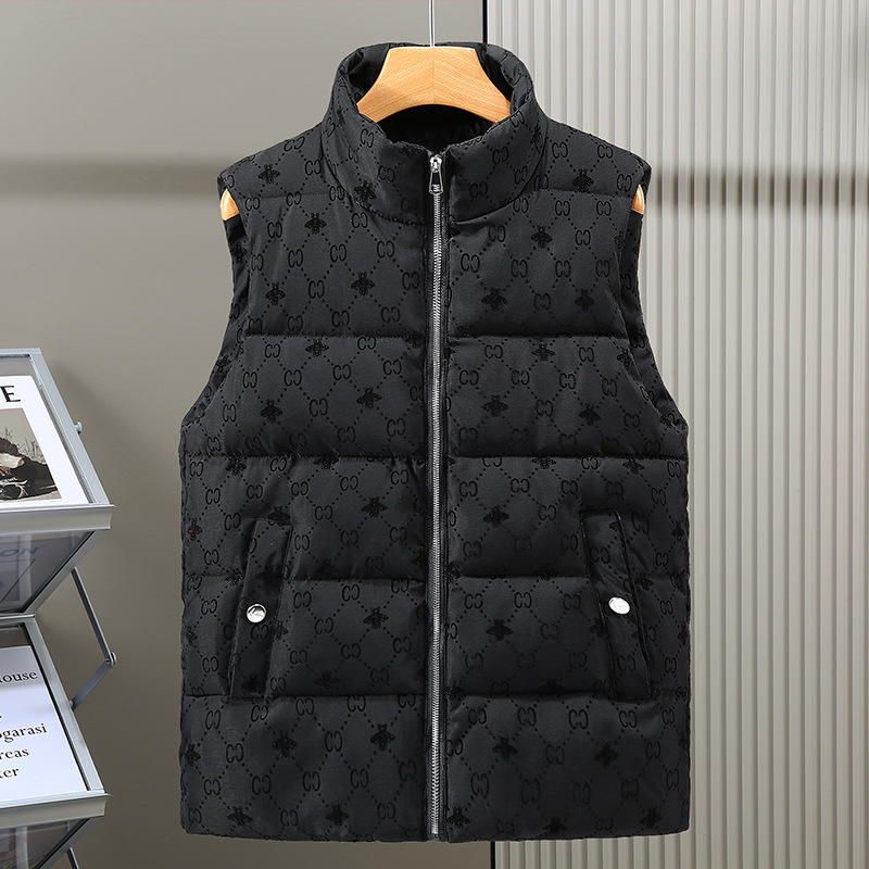 Free shipping waistcoat designers Down cotton vest stand up collar camisole vest men's autumn and winter new item black plush outer wear warm ves