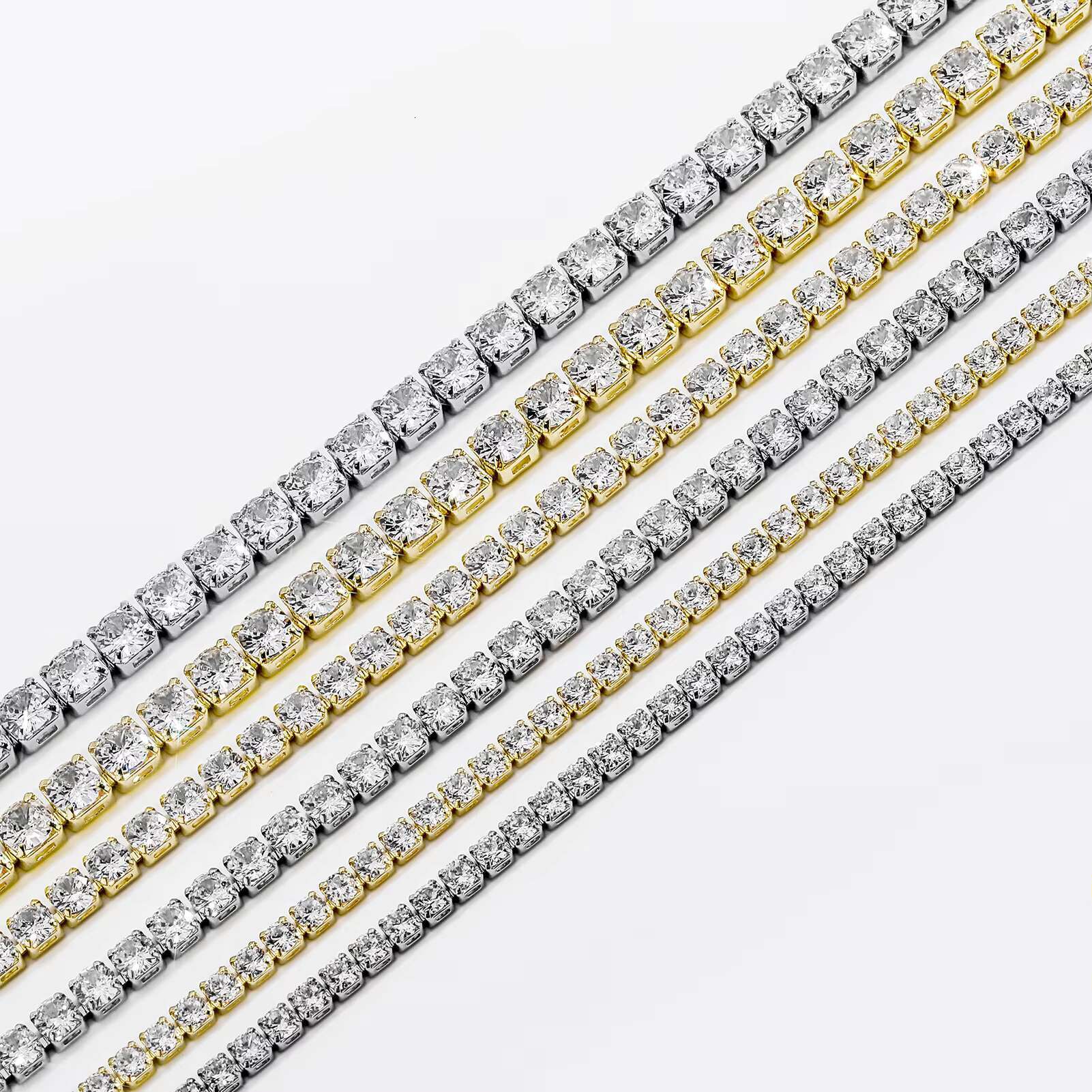 Prong Set Round CZ Zircon Chains 3-5 MM Bling Cubic Zirconia Diamond Tennis Necklace