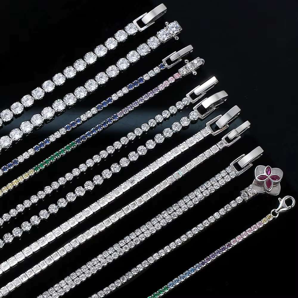 RINNTIN Fashion Jewelry 925 Sterling Silver Tennis Chain Bracelet Necklace Joyas De Plata Cadena Custom Tennis Bracelet