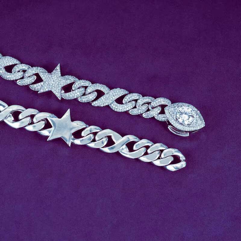 Hip Hop 15MM GRA Iced Out VVS D Color Moissanite 925 Sterling Silver Pass Diamond Tester Infinity Star Link Cuban Chain for Men