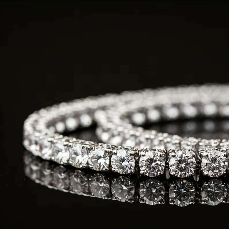 Wholesale Price 5mm Moissanite Tennis Chain Necklace 925 Sterling Silver Necklace Tennis Chain VVS Pass Diamond Tester