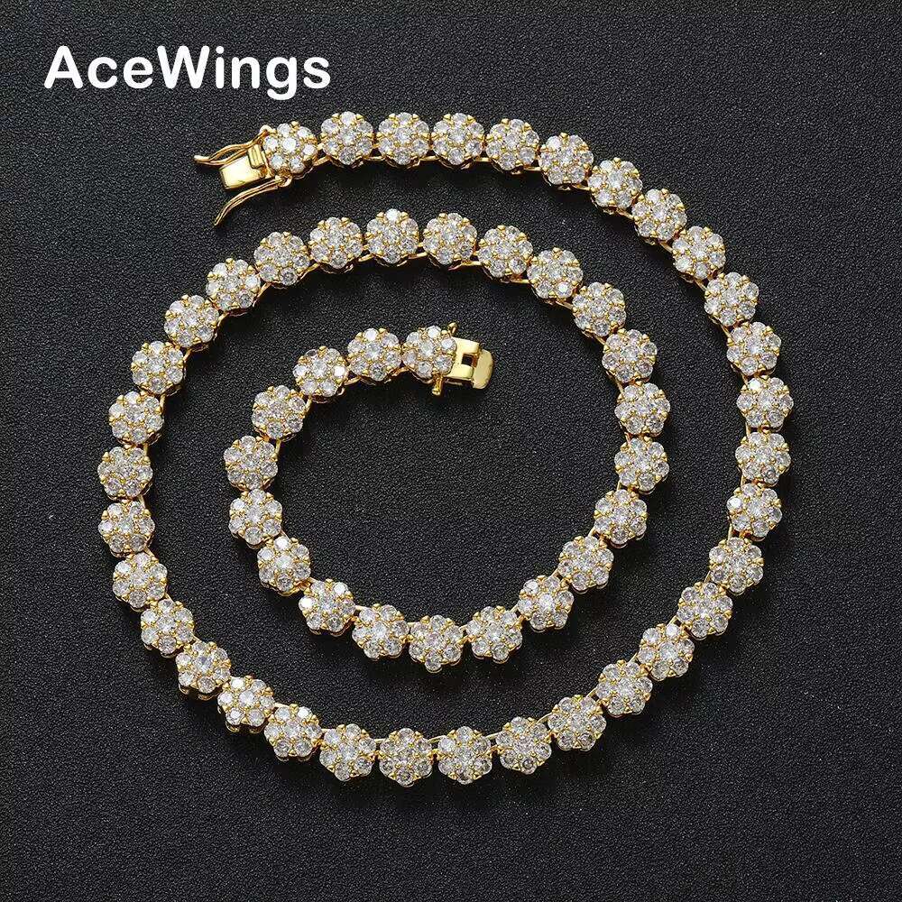 BC236 8MM Women Flower Shape Tennis Chain Brass CZ Necklace for Gift