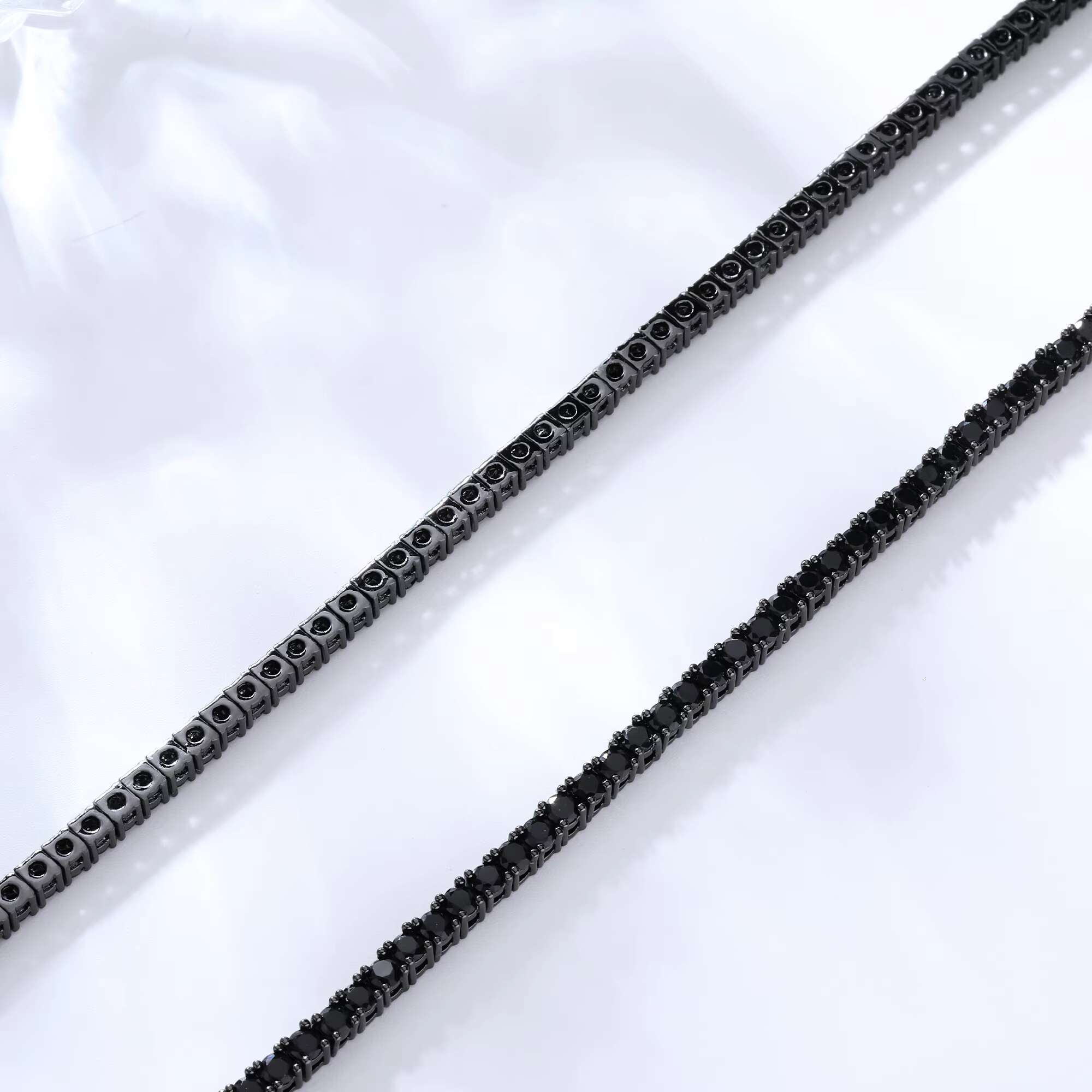 Fine Jewelry 3mm Round Cubic Zircon Black Gold Necklace Hip Hop Jewelry Black Stone Tennis Chain Men Necklace