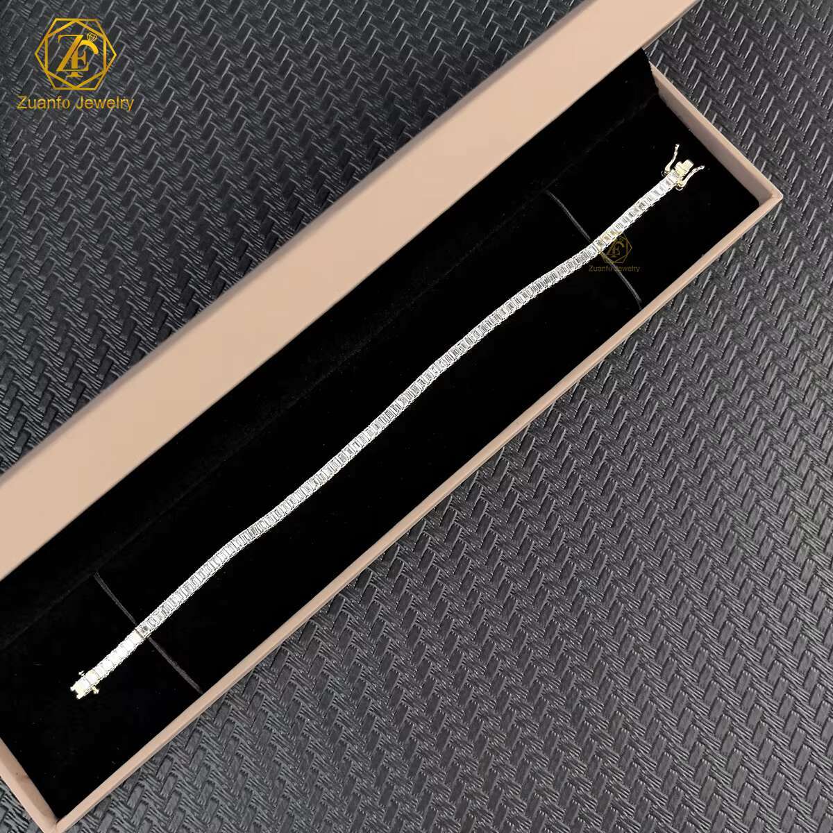 Luxury Solid 14K 10K Gold Tennis Bracelet with Lab Grown Emerald Cut VVS Diamond for Gift or Party