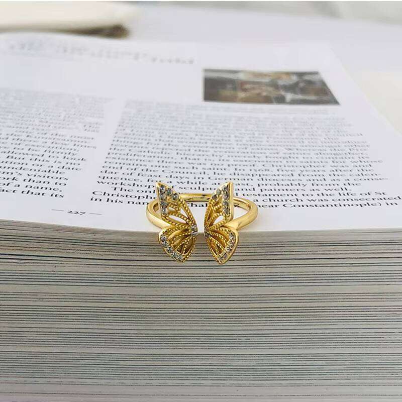 Personality S Sterling Sier Open Cubic Zircon Butterfly Ring for Women