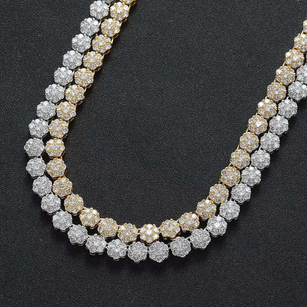 BC236 8MM Women Flower Shape Tennis Chain Brass CZ Necklace for Gift