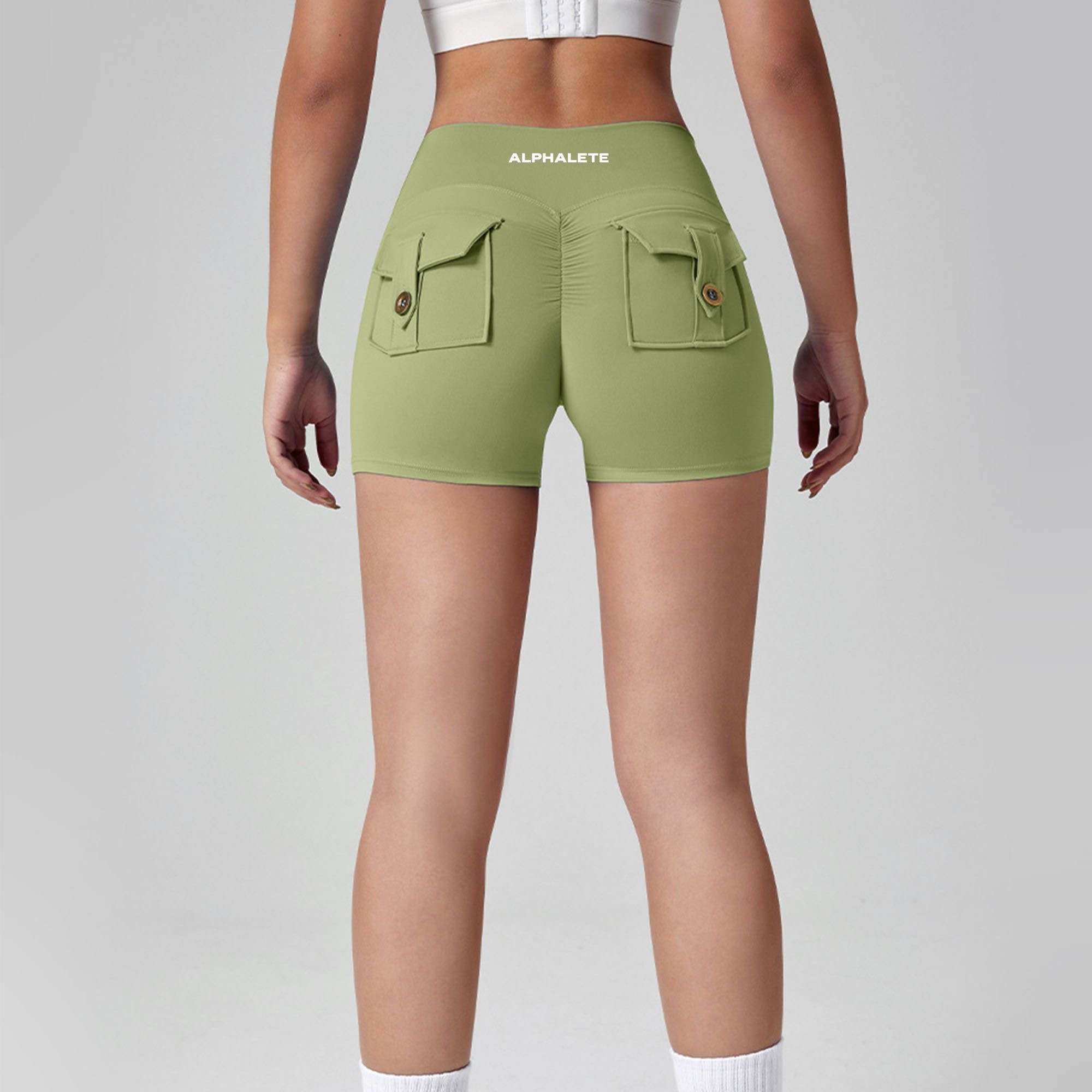 alphalete yoga Outfit EMBROIDERY Amplify Butt Scrunch Bum Shorts 45 Women Workout Seamless Legging Training Gym Outfits pocket Fitness Sports Wear