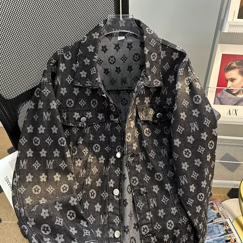 Advanced textured men's denim jacket for spring and autumn new trend workwear shirt cool and versatile youth top free shipping
