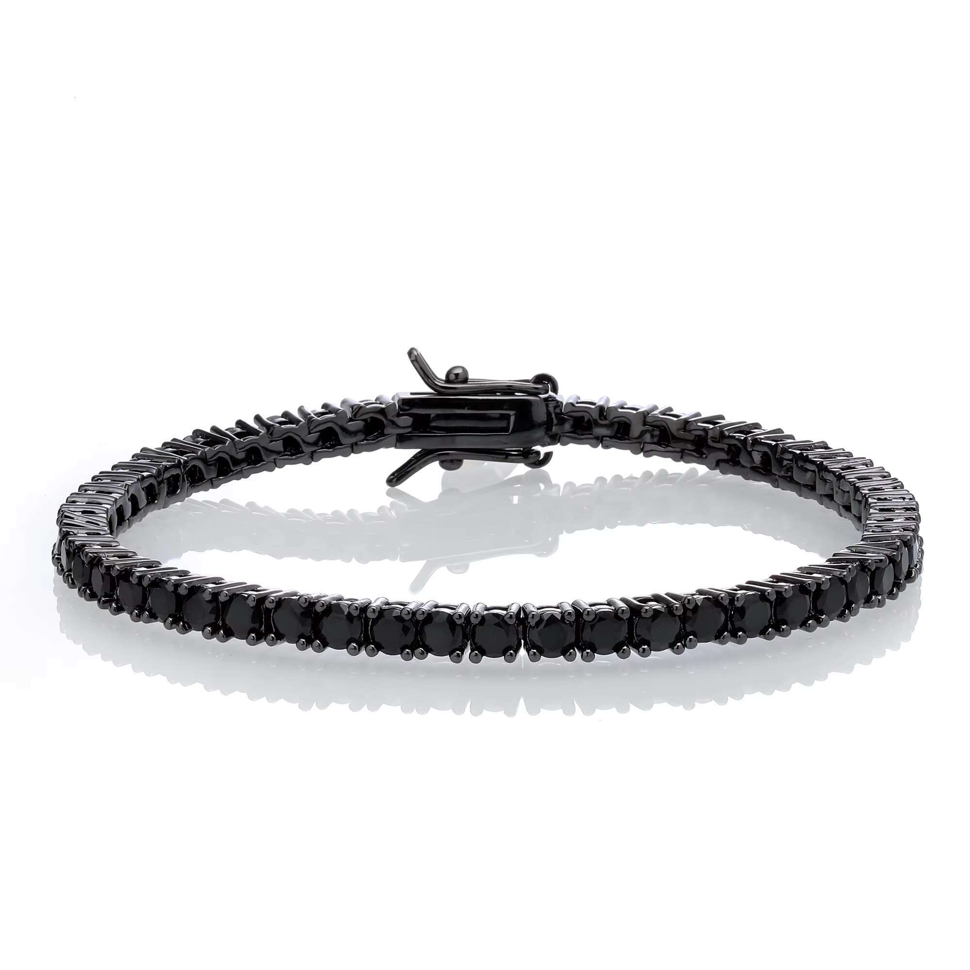 Fine Jewelry 3mm Round Cubic Zircon Black Gold Necklace Hip Hop Jewelry Black Stone Tennis Chain Men Necklace