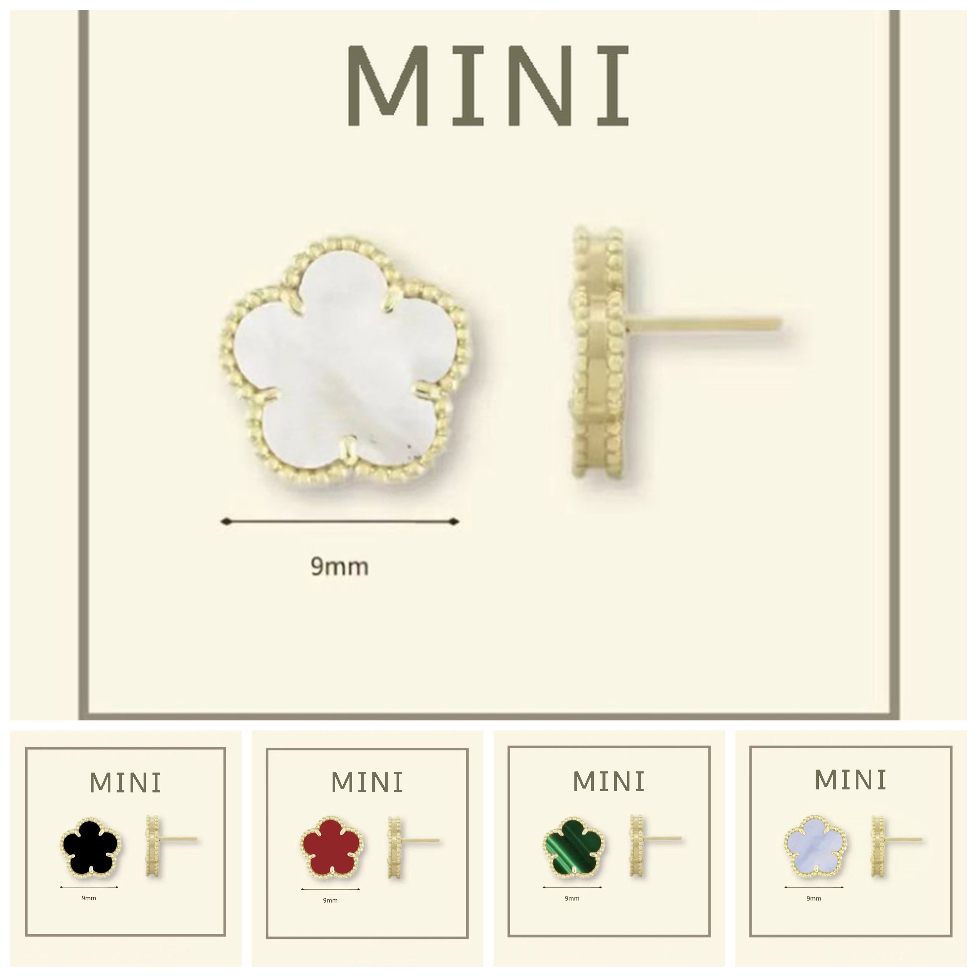 clover earrings jewelry woman gold earrings mother of pearl mini flower 9mm wide clover stud high quality gold earrings minimalist earring mini stud gifts for her