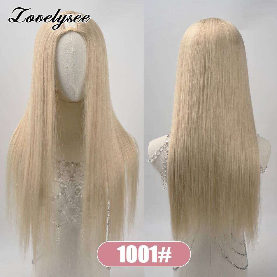 Straight Part Wigs Brazilian White Blonde Human Hair For Women 150% 180% Density U Shape Wig 14-28 Inch Leave Out No Glue