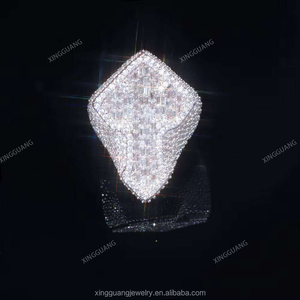 Custom Jewelry Hip Hop Vvs Dia Bling Iced Out Cross Moissanite Championship Ring for Mens