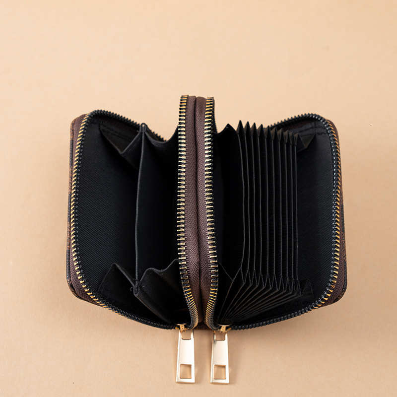 Free shipping designer 2025 New Women Bag Patchwork Color Matching Double Zipper Accordion Card Holder Vintage Multi-Card Slot Coin Purse Multi-Functi
