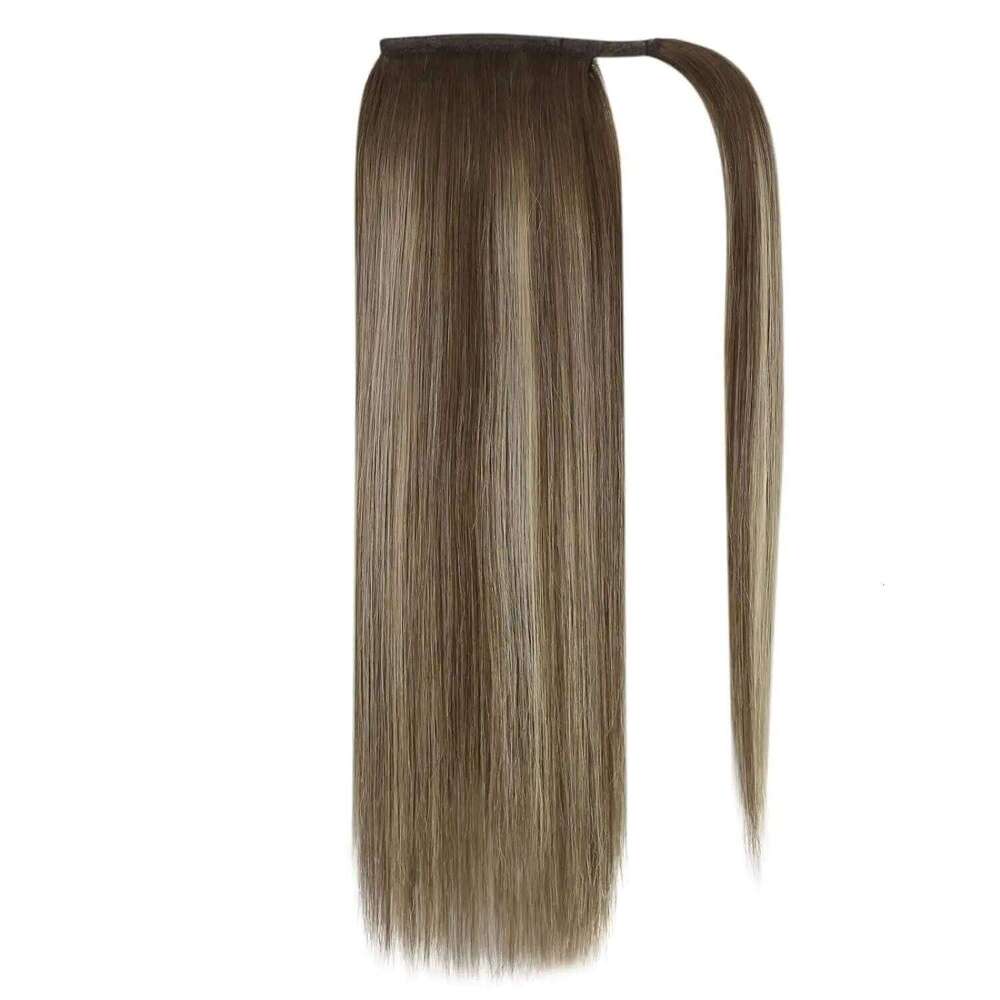 VeSunny Ombre Extension Real Human Dark Roots Light Brown with Blonde Ponytail Hair