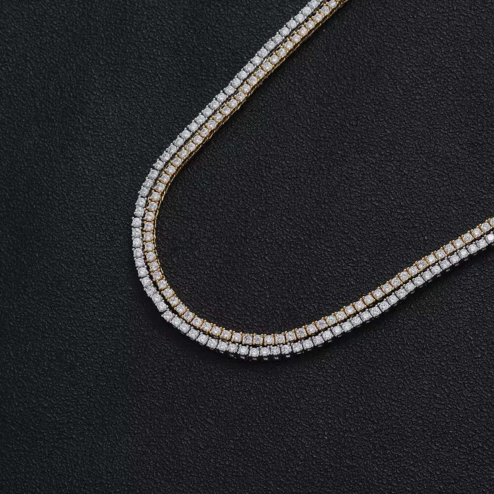 2mm Tennis Chain Copper Tennis Chain Copper Micro Zirconia Single Row Chain Hip Hop Necklace