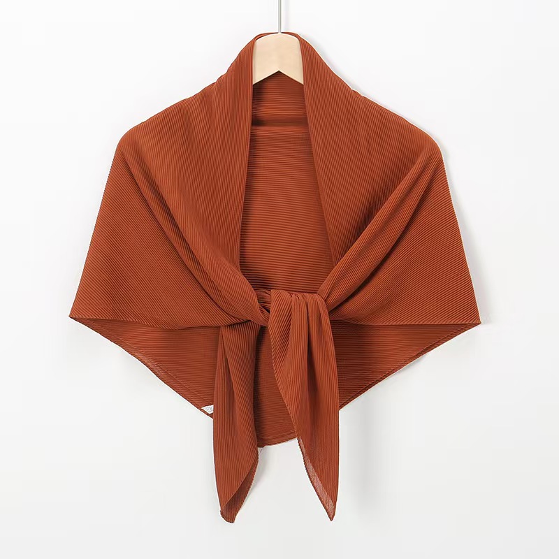 T1143 New Chiffon Crumpled Solid Color Fashion Pleated Shawl Baotou Gauze Scarf