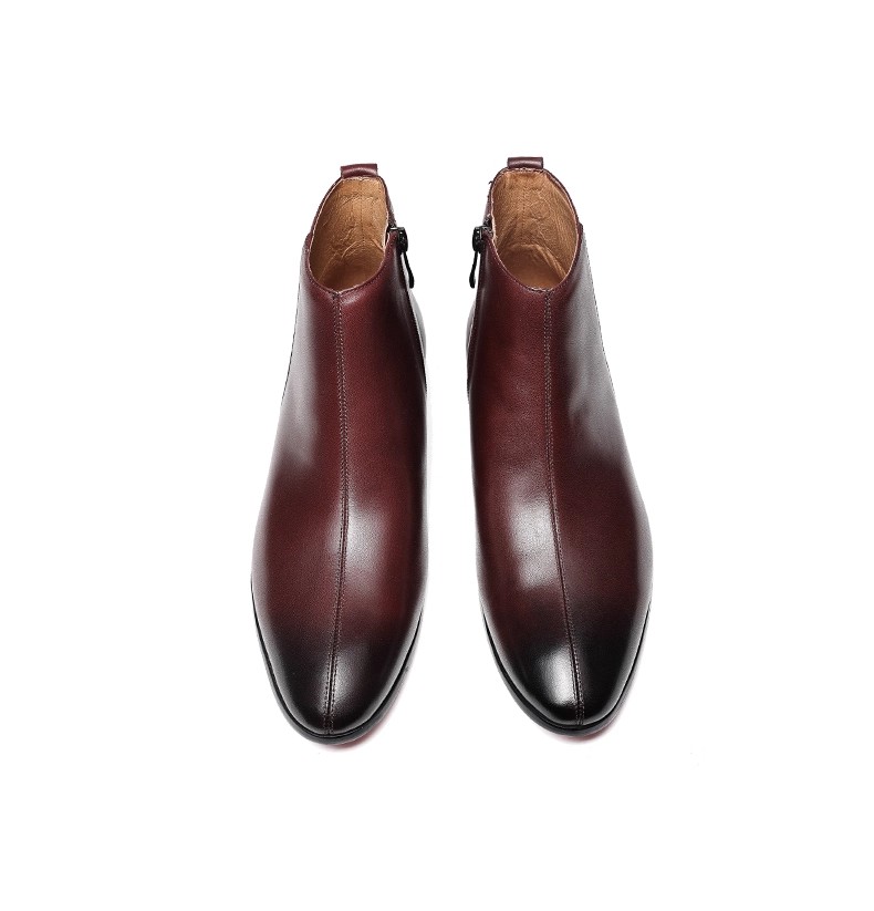 New British leather boots men's genuine leather business high-top leather shoes pointy short boots men