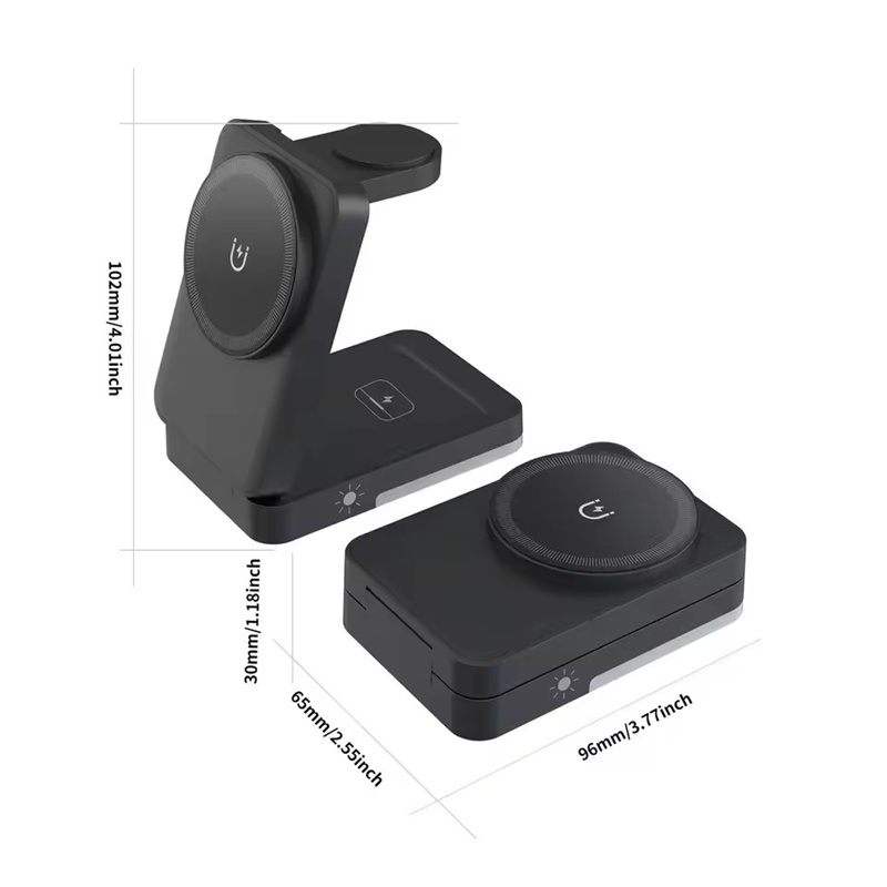 G12 Storage folding magnetic 3-in-1 wireless charger for iPhone 16 15 14 13 Fast Charging Folding for Apple Watch Airpods Wireless Charger