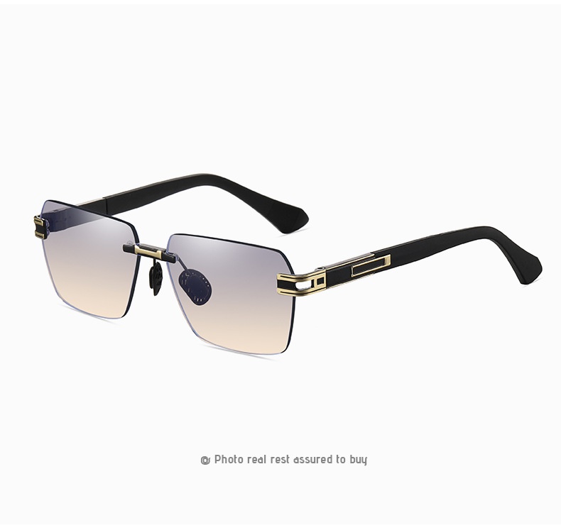 Free Delivery Designer 2025 New Gradient Sunglasses for Men Colorful Two tone Frameless Sunglasses Fashion Metal Sunshades black white