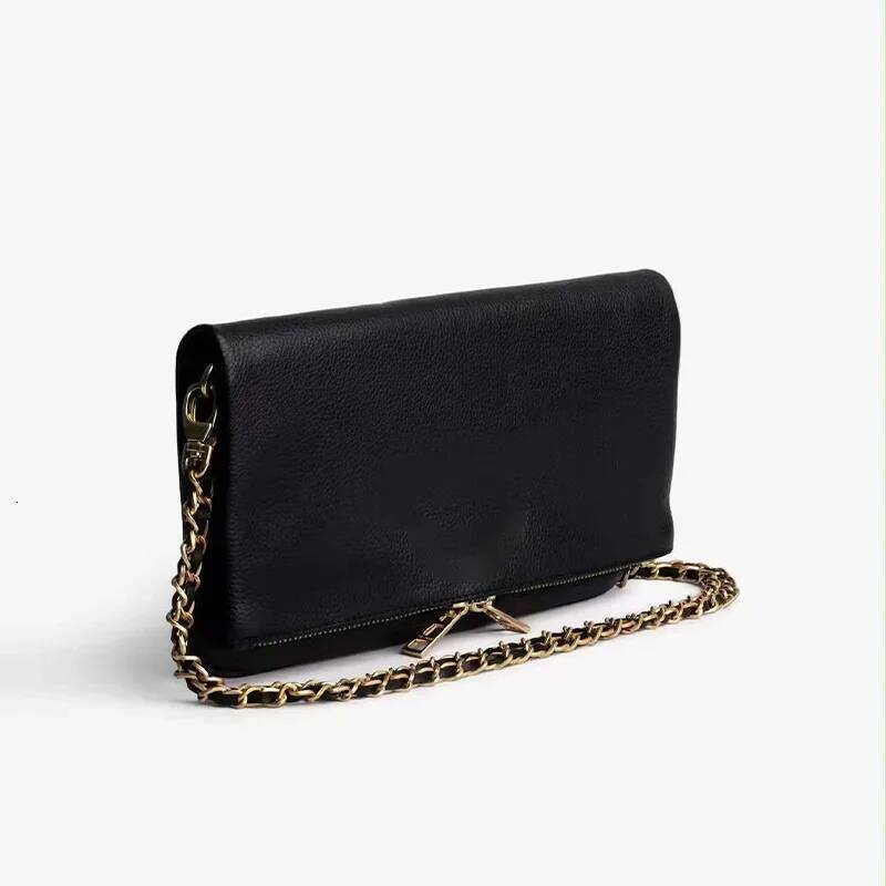 Classic Black Women Envelope 2025 New Fashionable Zadigent Wing Luxurious Design Casual Ladies Chain Crossbody Bag high-quality