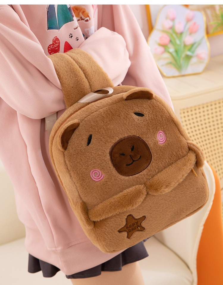 Cute and Portable Labubu and capybara Mini Crossbody Plush Bag with Adjustable Strap A Special Birthday Present for Kids