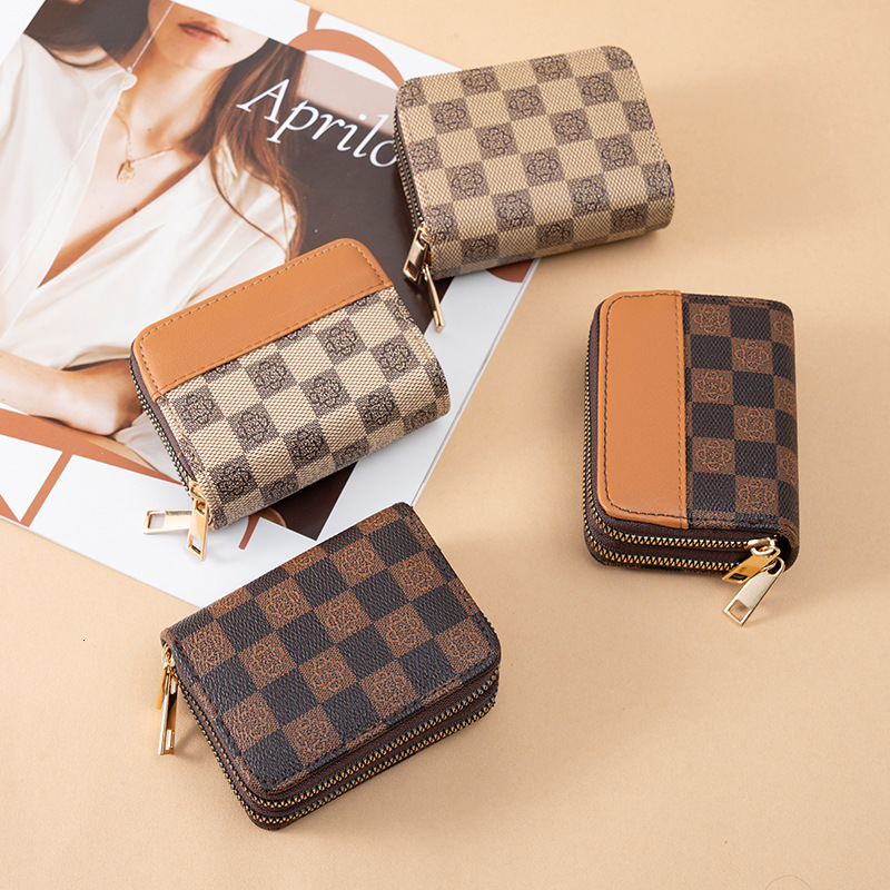 Free shipping designer 2025 New Women Bag Patchwork Color Matching Double Zipper Accordion Card Holder Vintage Multi-Card Slot Coin Purse Multi-Functi