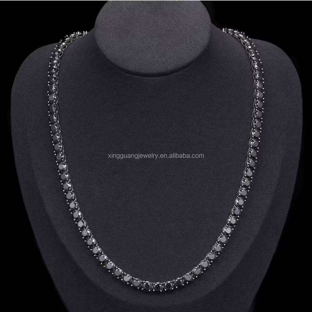 Hot Sale Dia 3mm---5mm Moissanite Sterling Sier Black Gold Plated Bracelet Necklace Tennis Chain Jewelry
