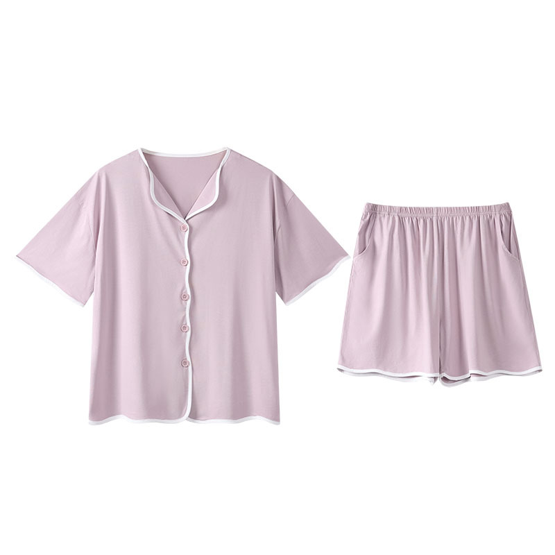 B959-Modal cool cardigan pajamas women summer short sleeve simple can be worn outside thin home clothes wholesale