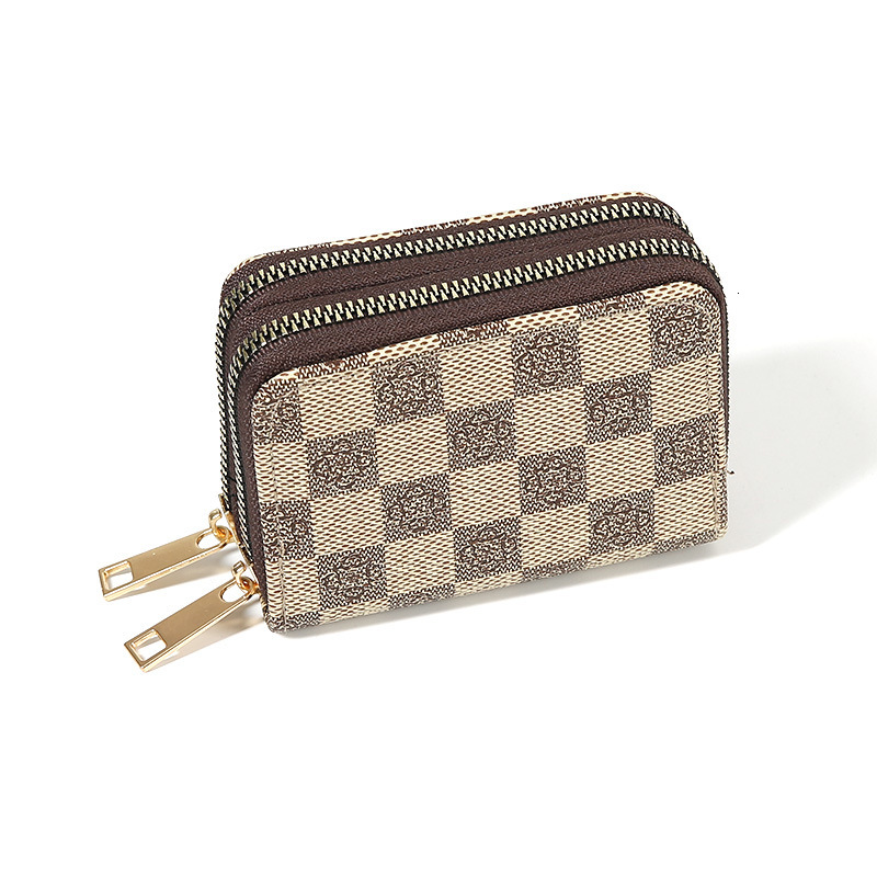Free shipping designer 2025 New Double Zipper Accordion Card Holder Luxury Trendy Fashion Multi-Card Slot Card Clip Coin Purse Multi-Functional Card H