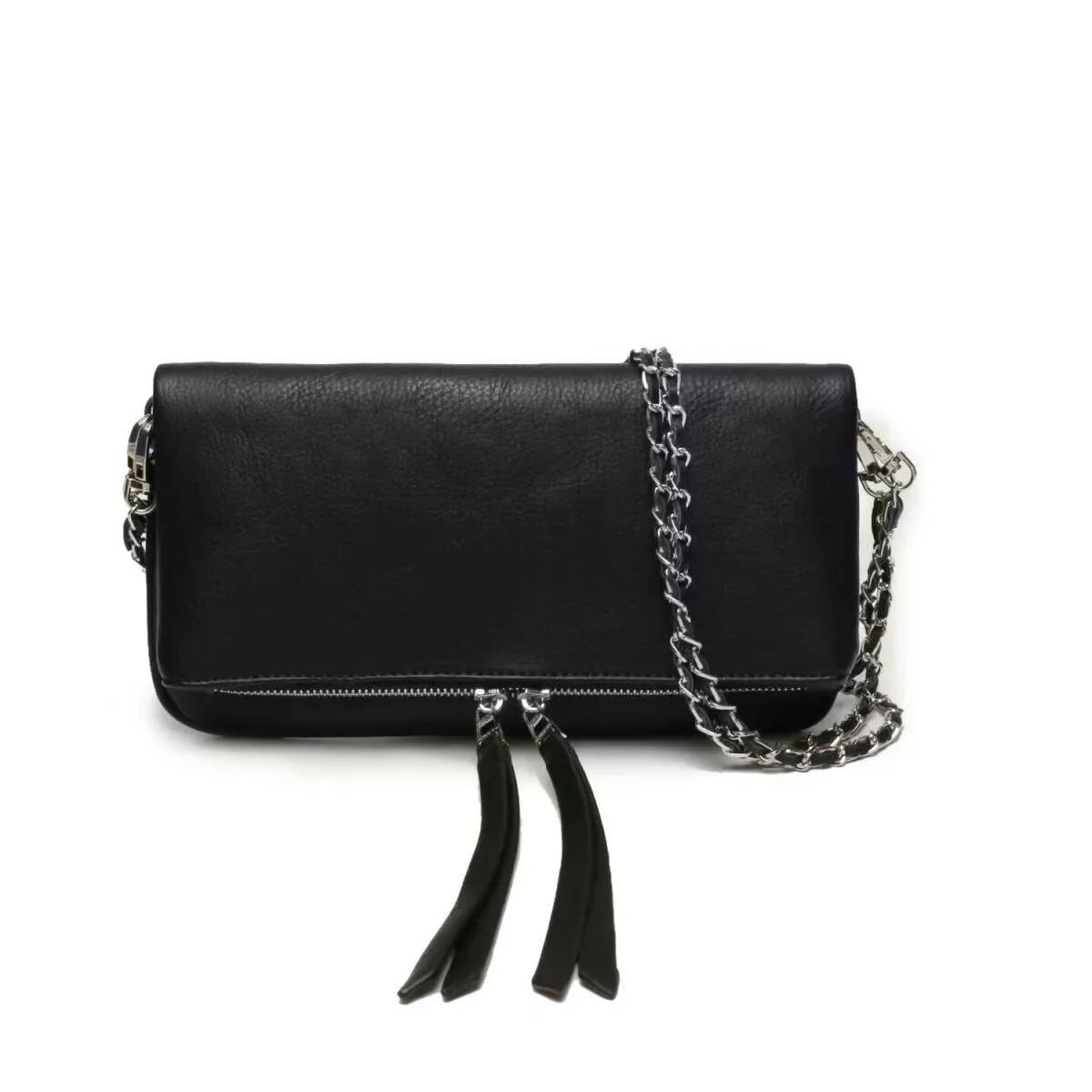 Classic Black Women Envelope 2025 New Fashionable Zadigent Wing Luxurious Design Casual Ladies Chain Crossbody Bag high-quality
