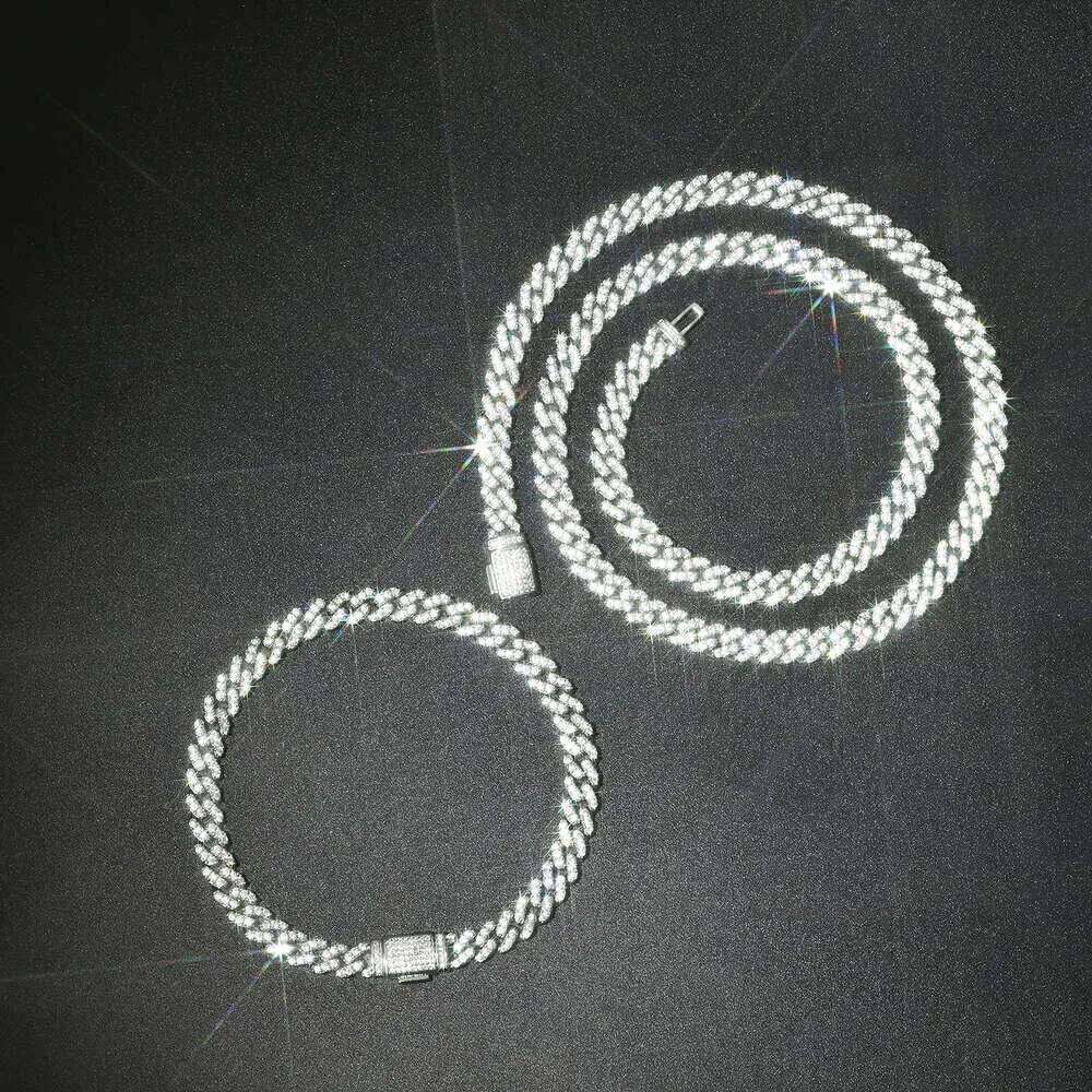 Top-quality necklaceFine Jewelry Fast Shipping 6mm8mm10mm Sterling Sier Moissanite Cuban Link Chain Mens and womens jewelry