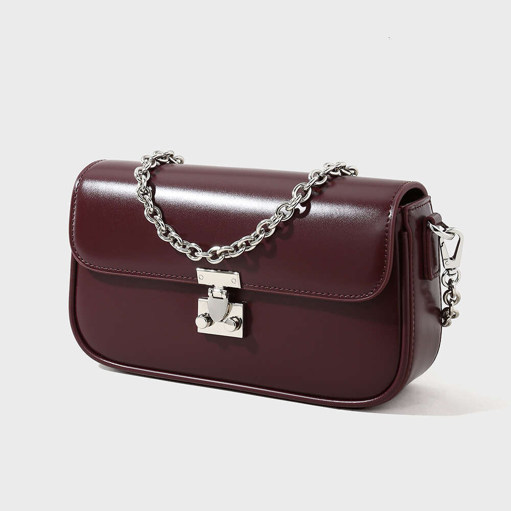 Luxury designer's high-end small square-headed cowhide shoulder bag