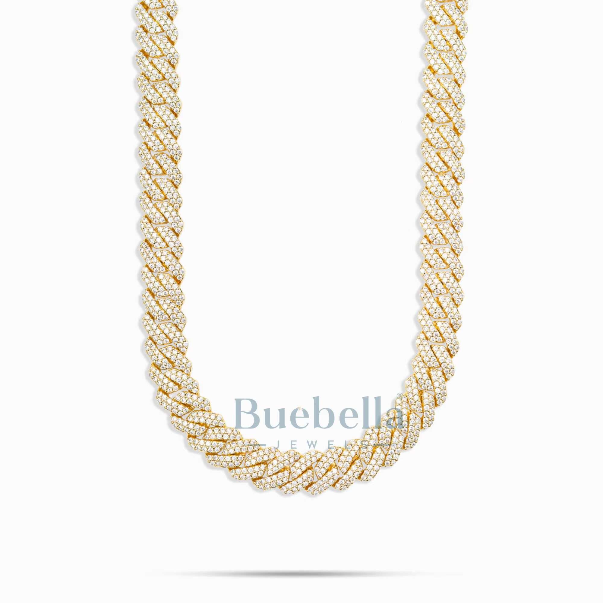 Hip Hop Style 12mm 2-Row VVS Moissanite S925 Sterling Silver Prong Cuban Link Necklace for Men Prized Moissanite Jewelry