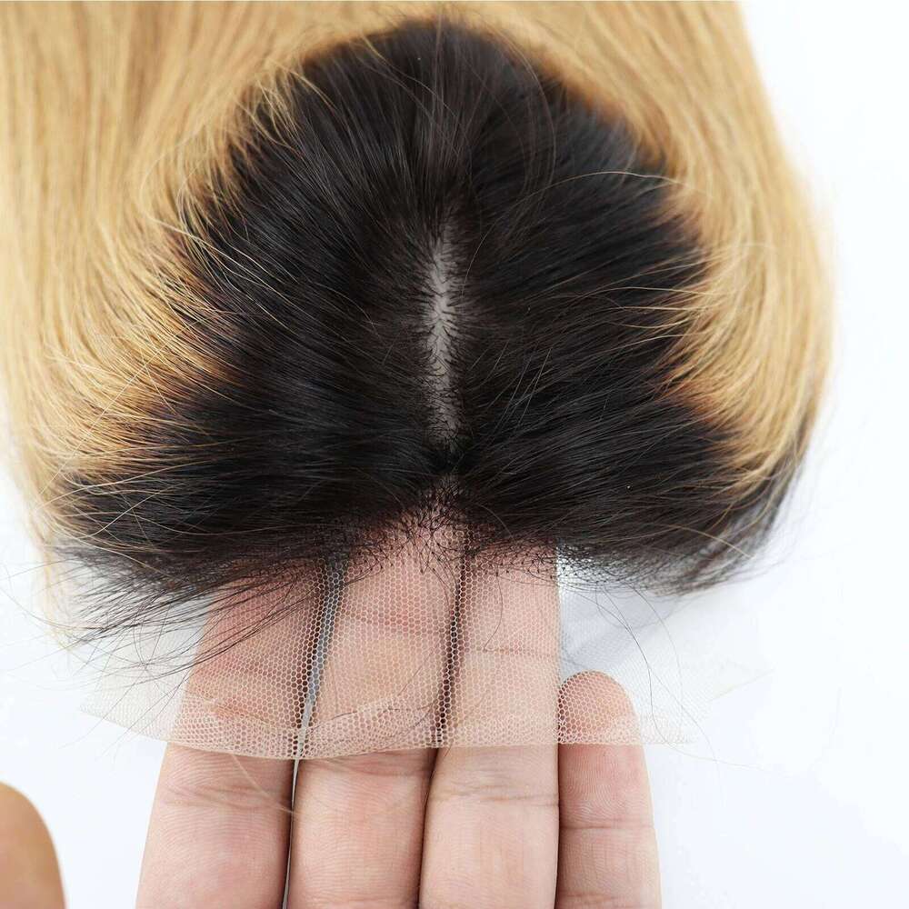 5x5'' Ombre Topper Skin Base Remy Human Hair Silk Top PU around with Clips Natural Scalp Look Lace Front for Women