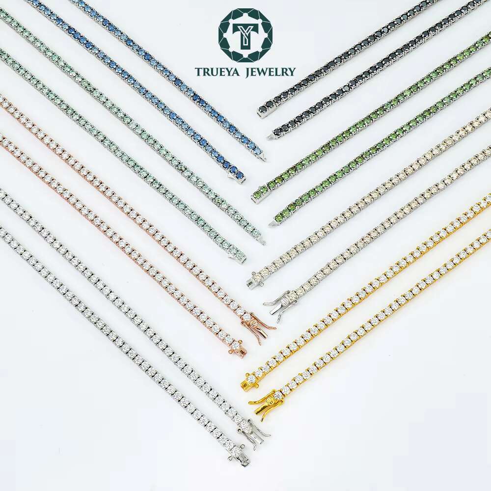 High Quality 925 Sterling Silver Round Shape 3MM Moissanite Diamond Super White Tennis Chain for Men