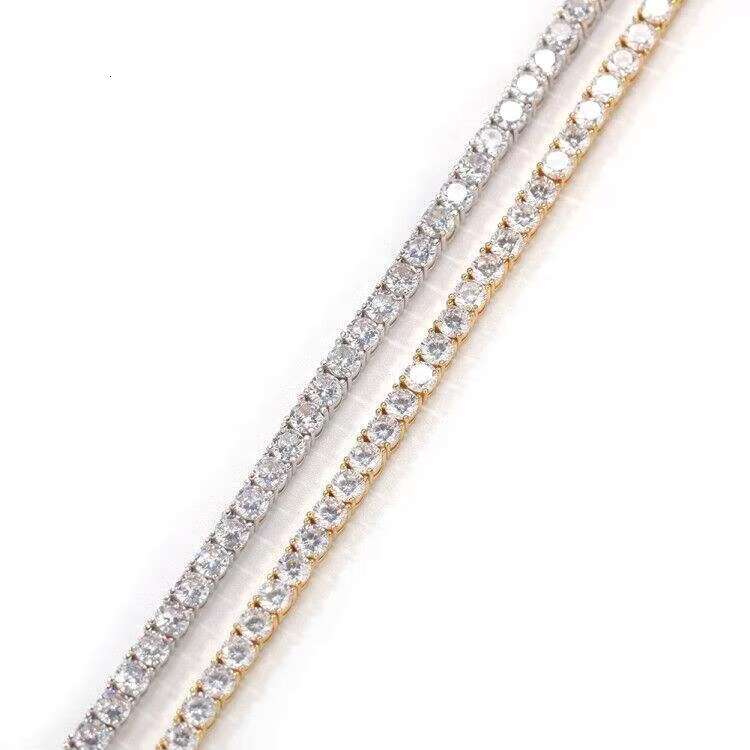 Hip Hop 3mm 4mm 5mm Tennis Chain 1 Row Cubic Zirconia Diamond Necklace 18k Gold Plated Tennis Necklaces Fine Jewelry