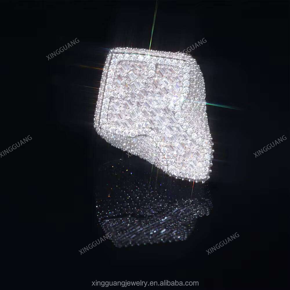 Custom Jewelry Hip Hop Vvs Dia Bling Iced Out Cross Moissanite Championship Ring for Mens