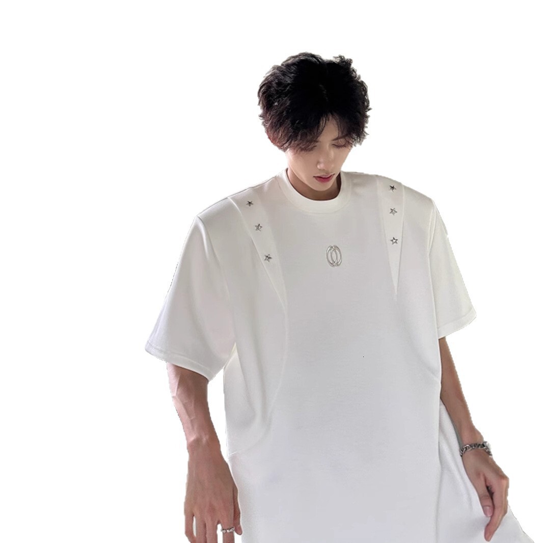 Designer Short Sleeves Trendy Brand Cool Street Style Design T-shirt For Men Summer Cleanfit White Short Sleeve Regular Fit American Style Heavyweight