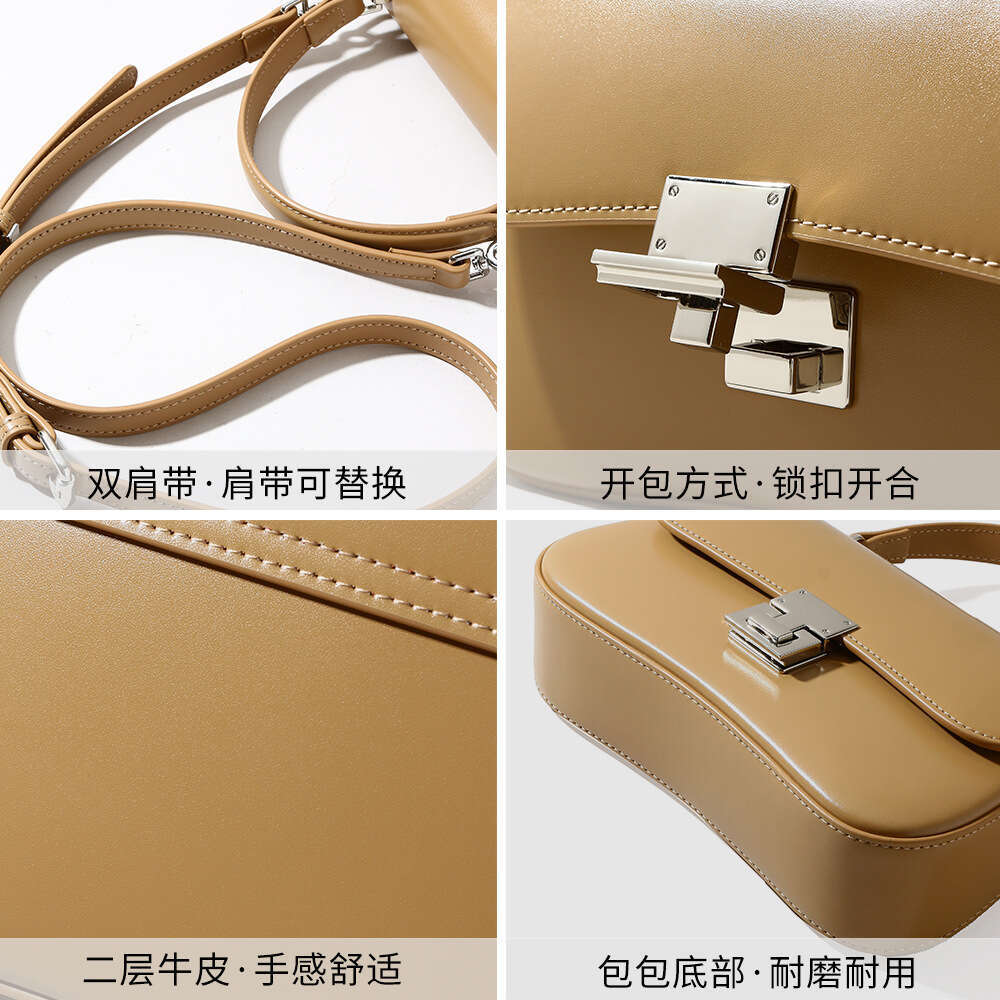 Luxury designer niche women's new cowhide portable spring fashion versatile shoulder messenger simple commuter small square bag