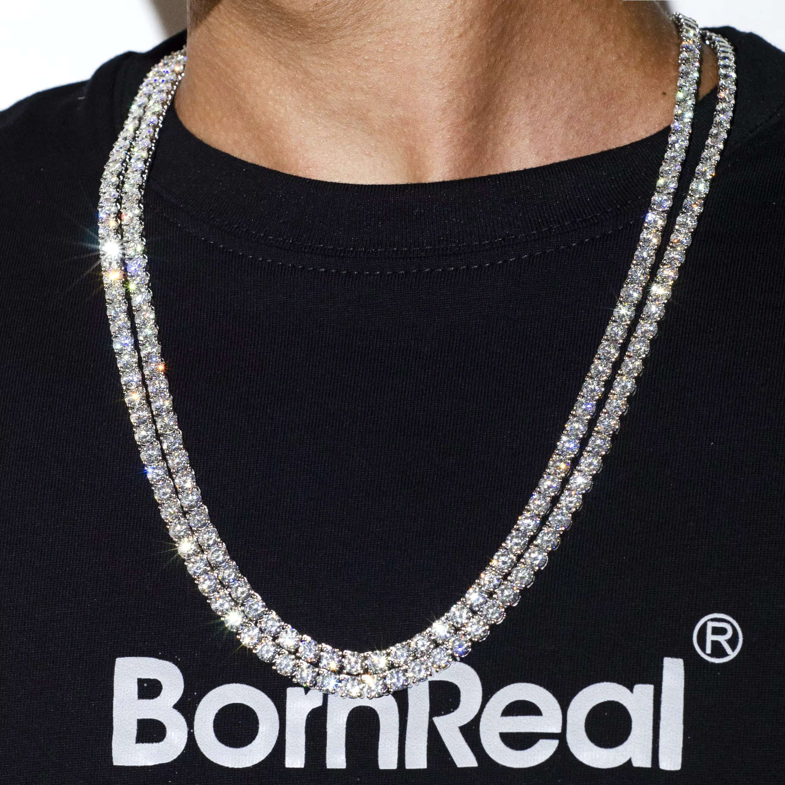 Cheapest Price Hip Hop 925 Silver Gra VVS Moissanite Diamond Tennis Chain 3MM 4MM 5MM Necklace Bracelet Men Women Fine Jewelry