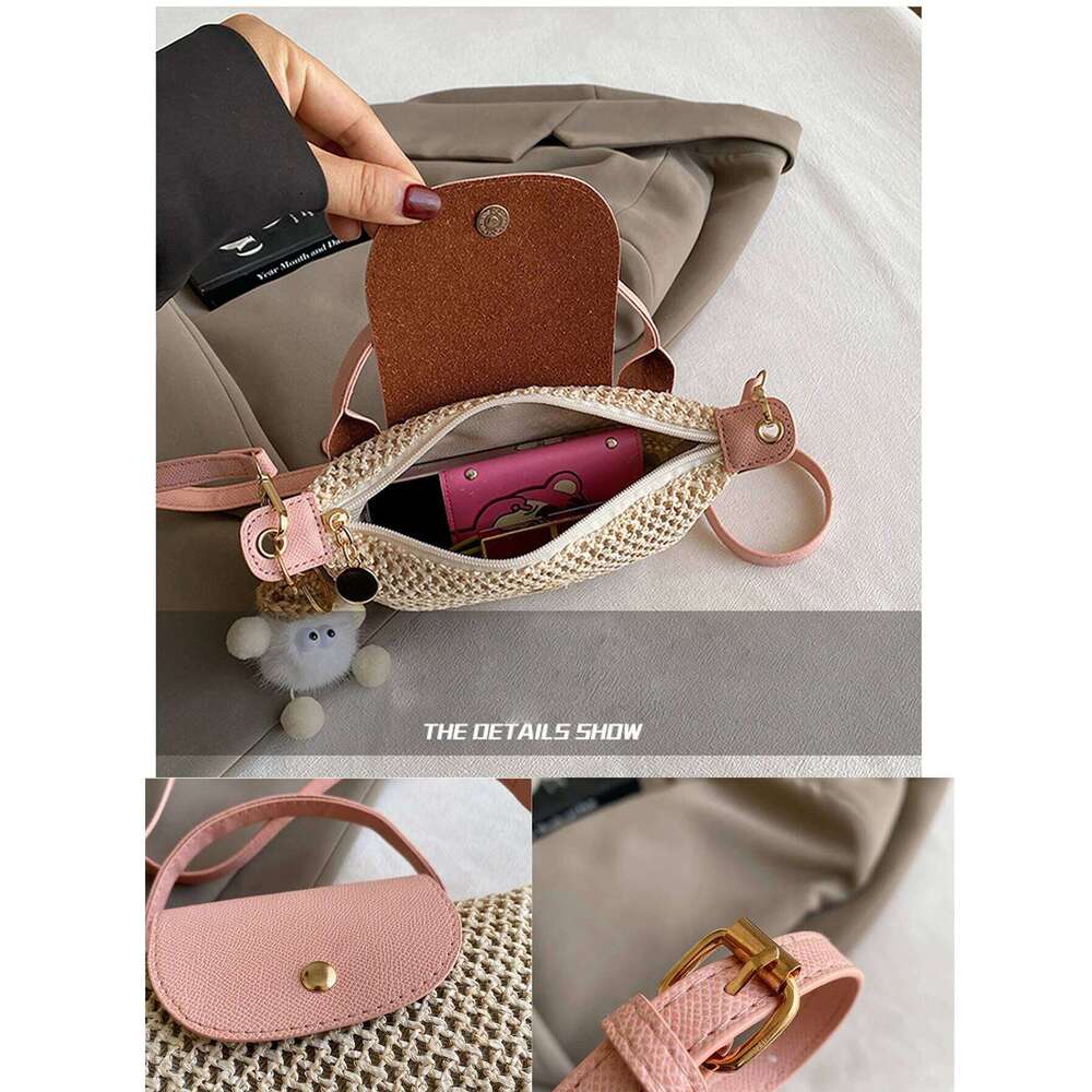 Intitals Customized Stylelady Straw Crossbody Bag With Pendant Summer Tourism Beach Vacation New All Match Shoulder Handbag