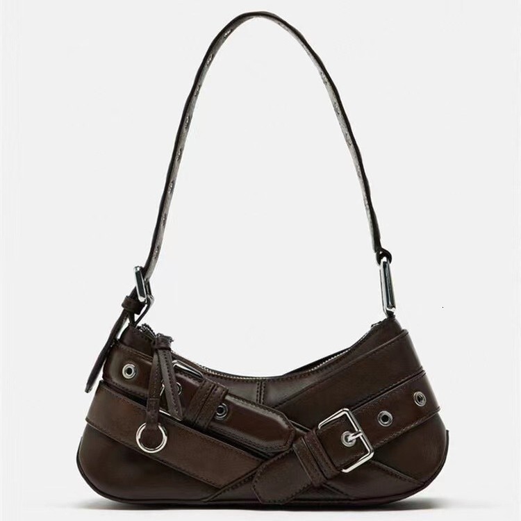 Cross border women s bag new original retro black trend trend spicy girl motorcycle bag designer bag single shoulder armpit rectangular bag