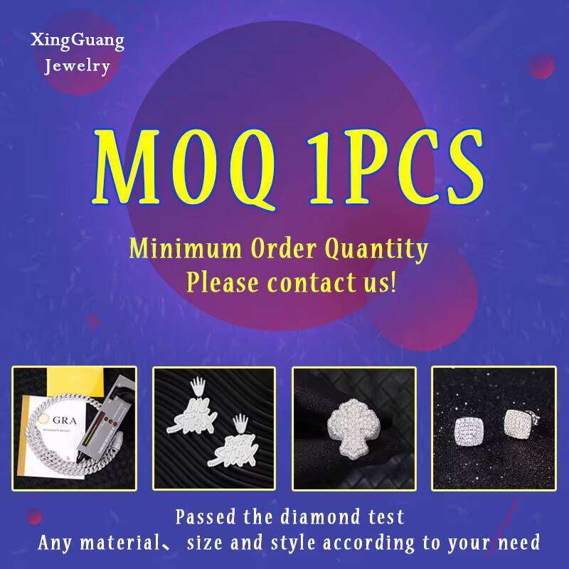 Hip Hop Jewelry Sterling Sier VVS Round Moissanite Dia Glow in Dark Black Panther Charm Tennis Chain Necklace for Men