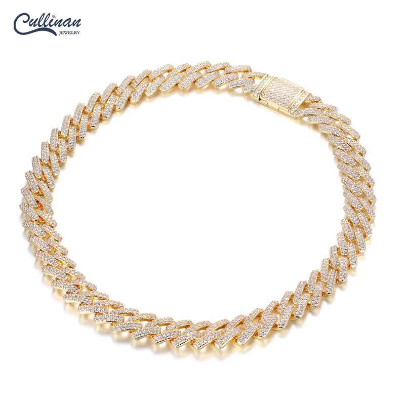 Custom Hiphop Jewelry 18K Gold Plated Iced Out Miami Prong Cuban Link Chain Mens Moissanite Diamond Cuban Chain Hip Hop Necklace