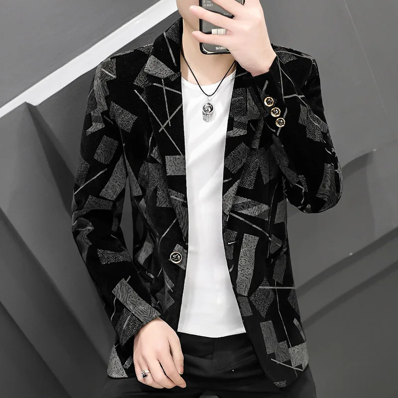2025 Blazer Mens Fashion Business Corduroy Printing Gentleman Fit Shopping Outdoor Performance Wedding Banquet Casual 250628