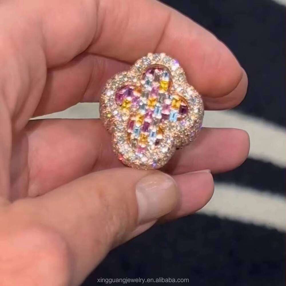Hiphop Real Sier Gold Plated VVS D GRA Moissanite Lab Dia Fine Jewelry Rings Custom for Men Women