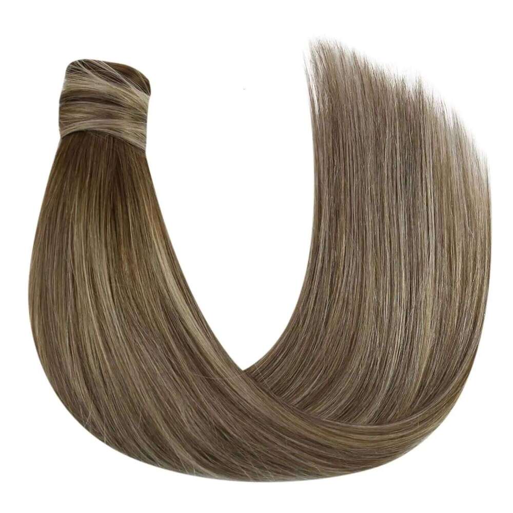 VeSunny Ombre Extension Real Human Dark Roots Light Brown with Blonde Ponytail Hair