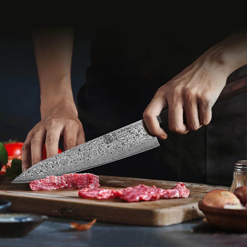 F.YOUNG 8.2 Handmade Chef Knife Damascus Steel Sharp Meat Vegetable Cleaver Gyuto Knife Japanese Hand Forged Kitchen Knives 250703