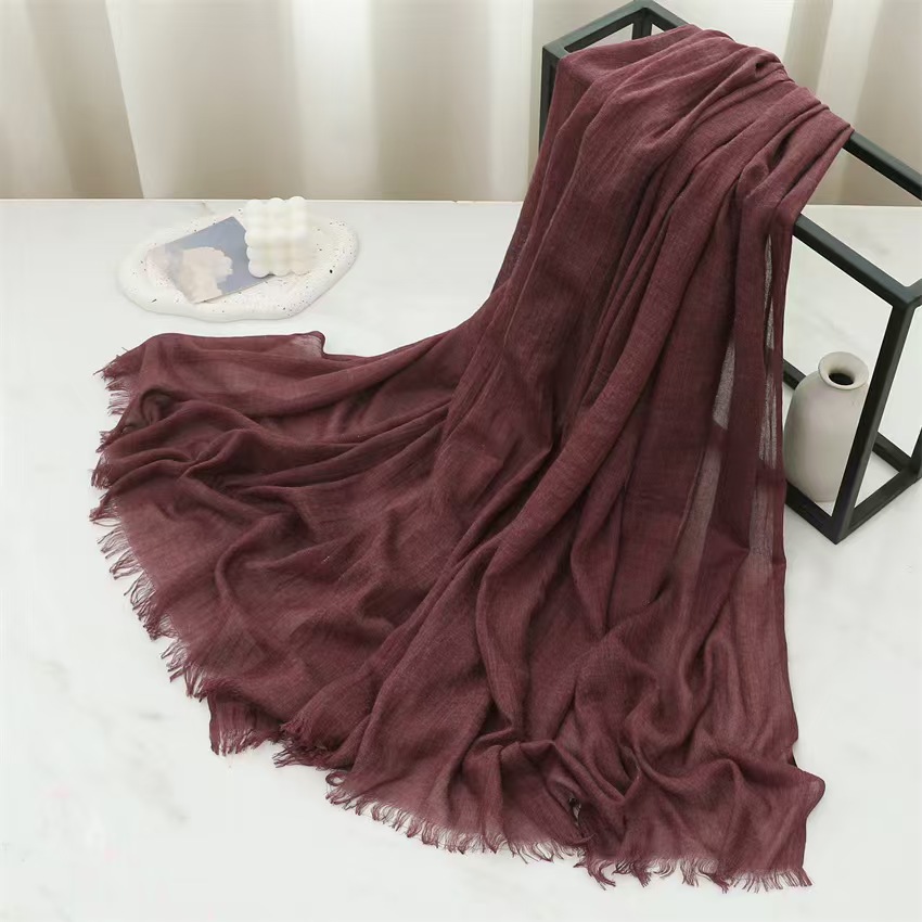 T1147 scarf solid color cotton and linen headscarf spring summer autumn winter female literary sun protection warm shawl neck scarf
